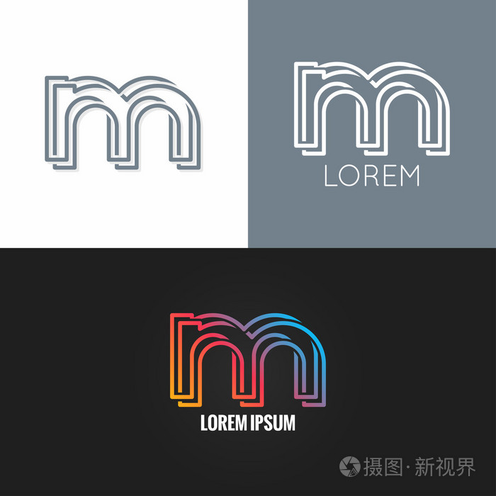 字母m 标志字母设计图标设置背景