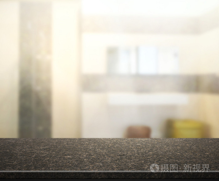 表顶部和模糊室内的背景