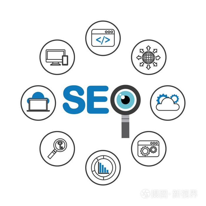 搜索引擎优化平面图标