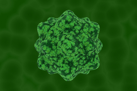 绿色细胞背景三维插图病毒孢子