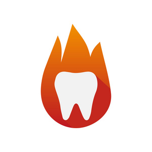 火的牙齿标志和图标矢量图