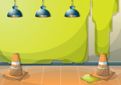 卡通矢量图内部绘画墙与分层