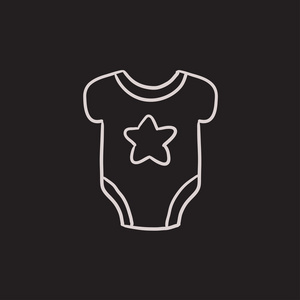 婴儿的短袖紧身衣裤素描图标图片