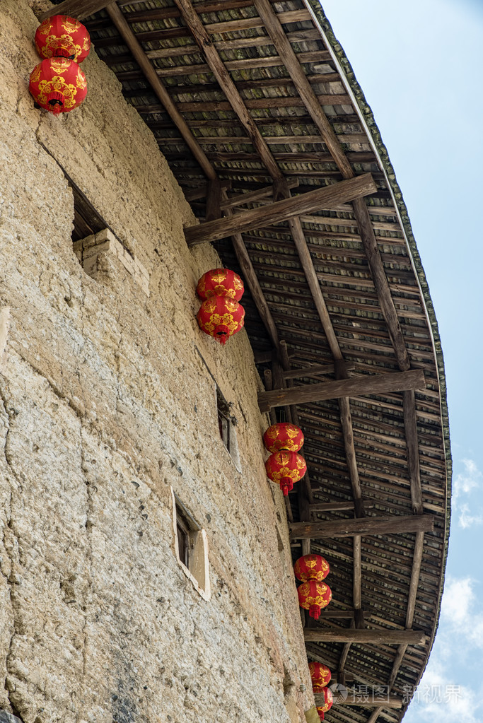 中国福建省传统的客家土屋. 被列为世界教科文组织遗产