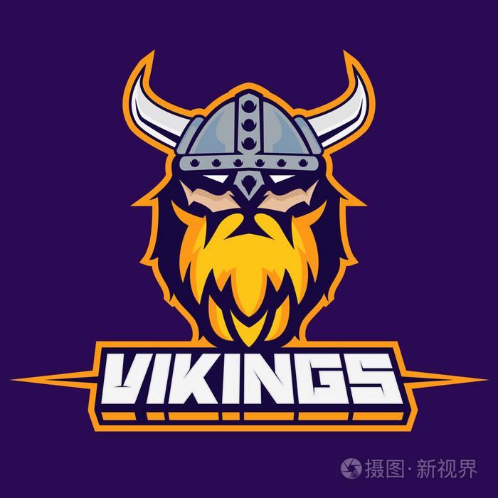 体育团队的现代专业的标志.维京人的吉祥物.