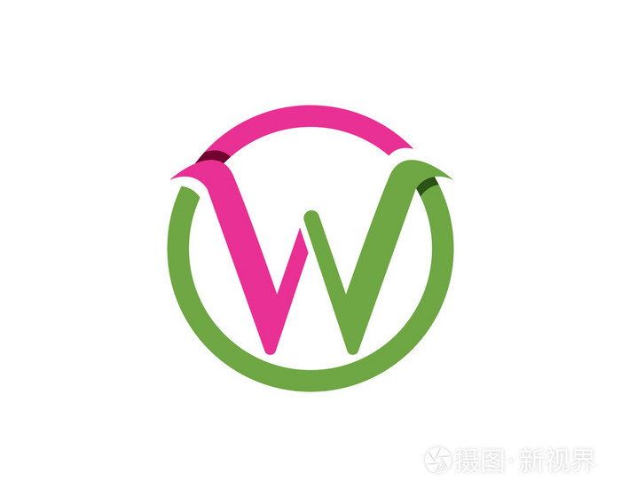 w 字母徽标和模板