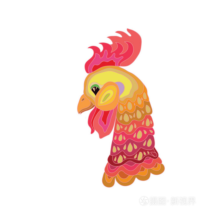 孤立的卡通公鸡的头