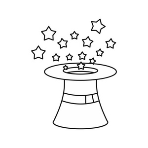 魔术师帽子图标轮廓风格插画