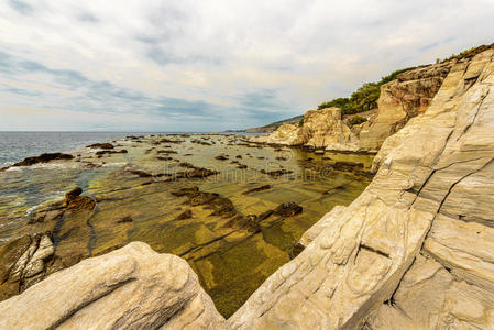 海岸线 旅游 天空 自然 美丽的 岩石 希腊 海滩 格雷斯