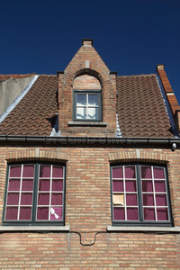 砖历史房屋的细节布鲁日，比利时