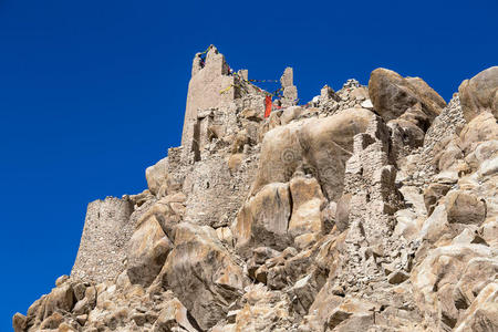 拉达克 岩石 信仰 亚洲 喜马拉雅山 建筑 高的 宫殿 小山