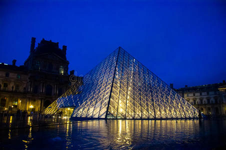 黄昏时的卢浮宫博物馆