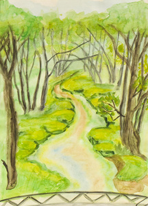 春天 自然 绘画 艺术 好的 森林 照片 夏天 水彩画 插图