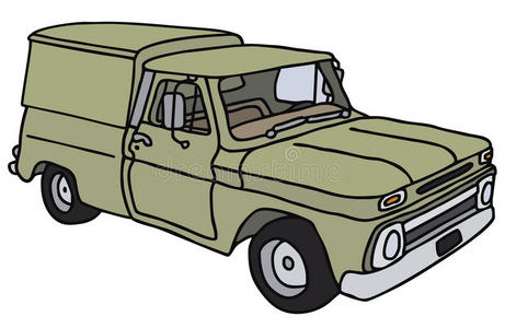 案例 绘画 插图 卡车 土地 古老的 传送 工作 皮卡 汽车