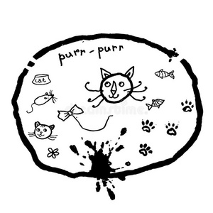 足迹 邮票 素描 绘画 自然 轨道 小猫 宠物 鼠标 偶像