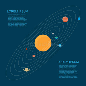 平面风格的太阳系插图