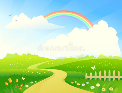 彩虹风景卡通图片