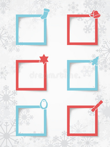 圣诞文本框在雪花背景与现实的矢量阴影2