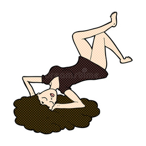 漫画卡通女人躺在地板上