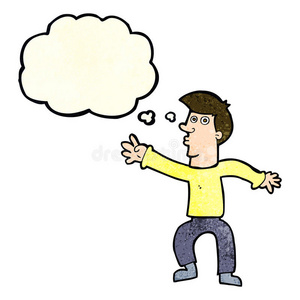 接触的涂鸦卡通接触到有思想泡沫的人照片