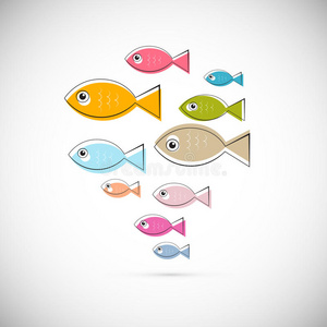 彩色抽象矢量鱼插图