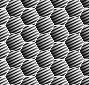 单色 简单的 蜂巢 模块化 迭代 艺术 六边形 填满 笔划