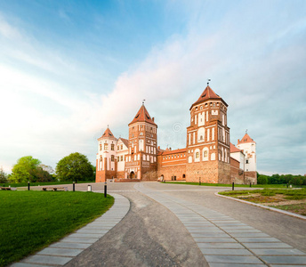 美丽的风景与米尔城堡在白俄罗斯。