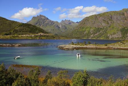 傍晚 海湾 房子 挪威 缰绳 国家 海岸 岛屿 洛芬 北欧