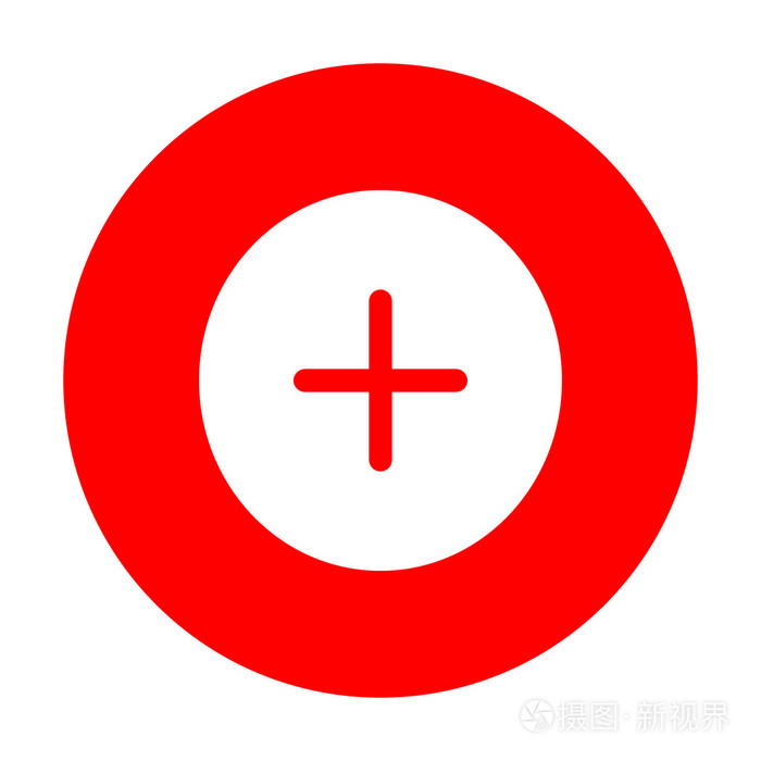 正面的形象加上符号白色图标上的红色圆圈