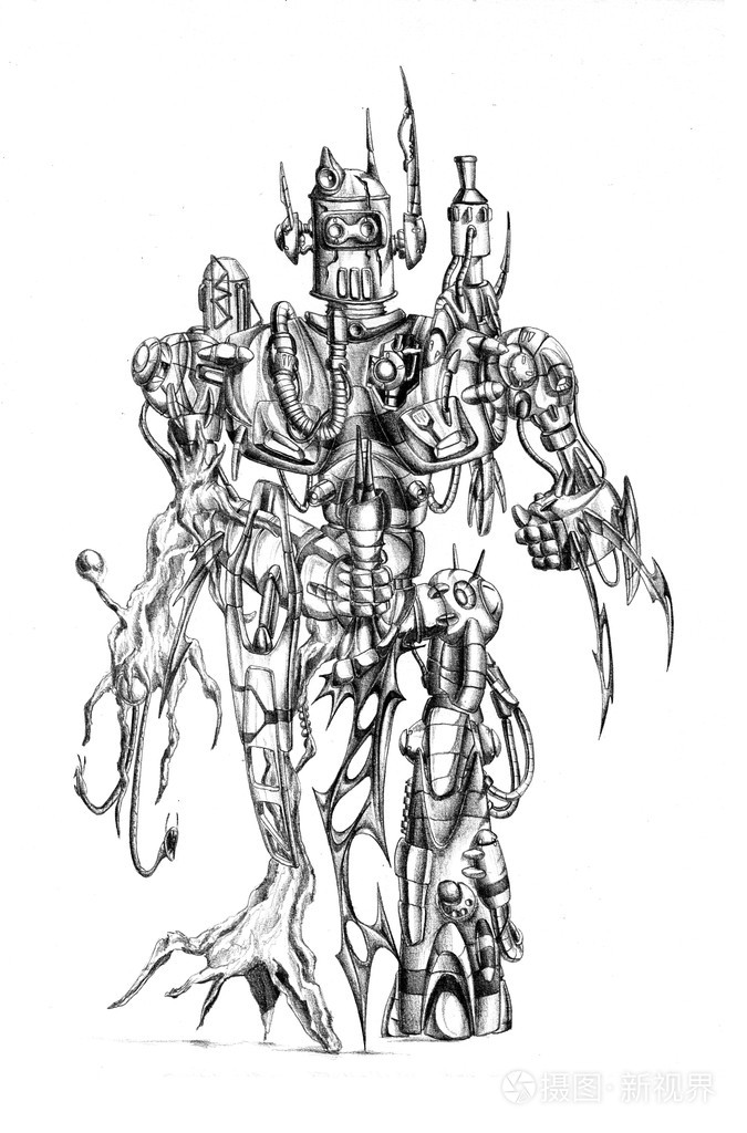 艺术风格的机器人绘图图