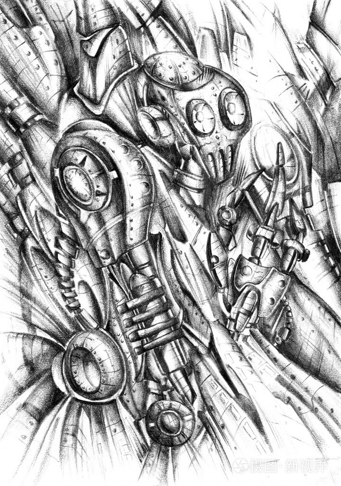 艺术风格的机器人绘图图
