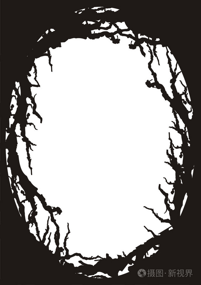 椭圆形的黑树枝上万圣节矢量