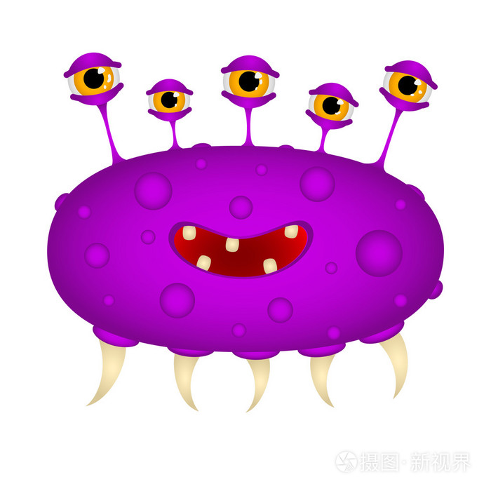 细菌卡通人物怪物病毒紫色