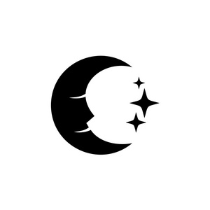 月亮与星星的黑色剪影标志的脸照片