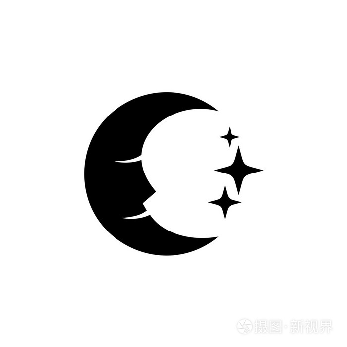 月亮与星星的黑色剪影标志的脸