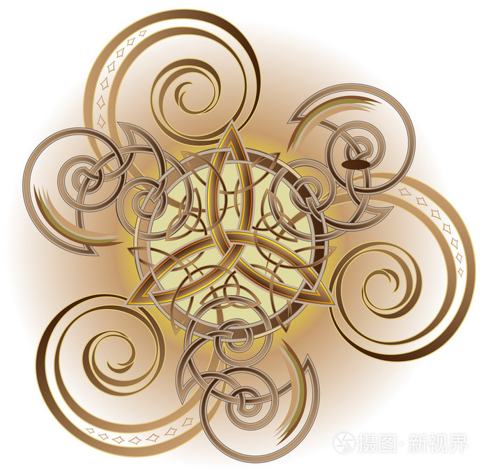 三重螺旋的象征矢量图像的凯尔特语的磁盘点缀的插图