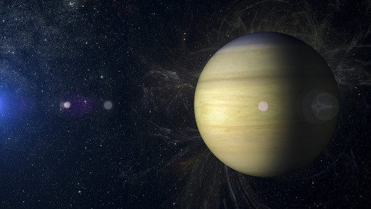 太阳系行星土星星云背景 3d 渲染插画