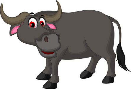 可爱的水牛卡通摆姿势让你设计照片