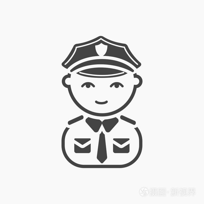 警察黑色图标.针对 web 和移动设计的插图