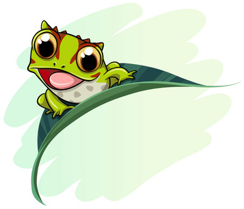 角的蛙卡通插画