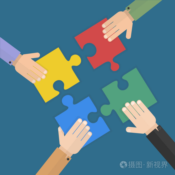 团队合作设计在白色的背景,矢量图