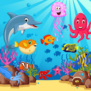 卡通海洋生物图片 卡通海洋生物素材 卡通海洋生物插画 摄图新视界
