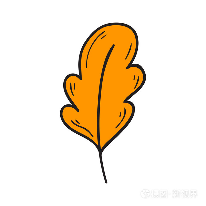 矢量卡通手绘黄色秋天的叶子