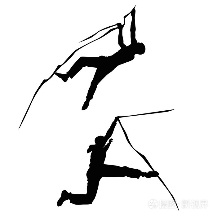 登山者攀登的剪影图