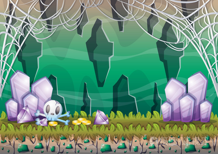 分离层为游戏和动画卡通矢量洞穴
