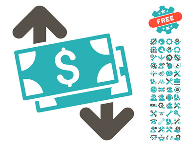钞票支出平面矢量图标工具奖金插画