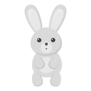 孤立的表情卡通灰色小兔子图片