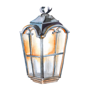 圣诞彩灯.孤立在白色背景上.水彩插图照片