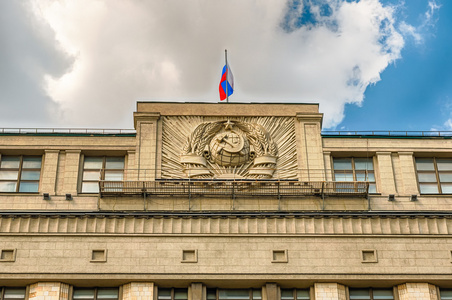 国家杜马,俄罗斯联邦议会大楼的详细信息照片