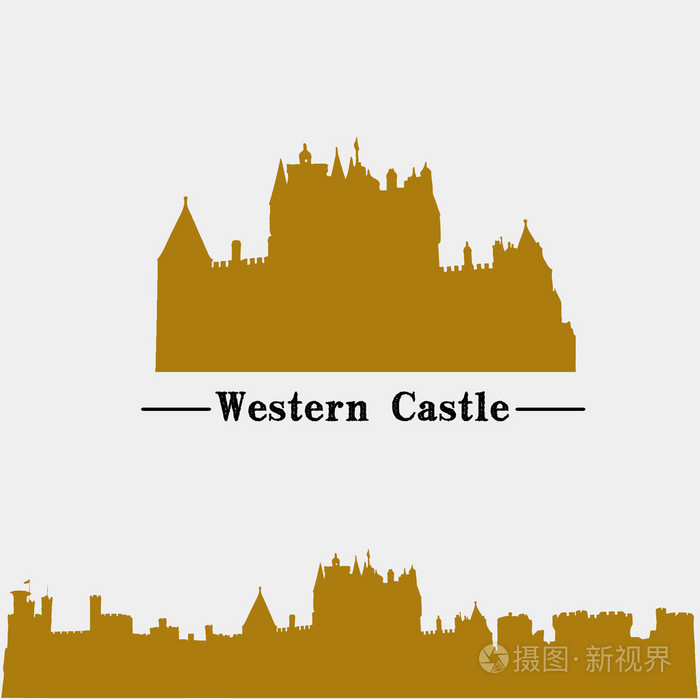 欧洲城堡剪影矢量素材